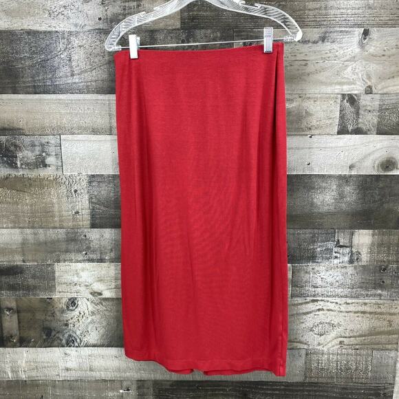 J Jill Women's Wearever Collection Pull On Straight Pencil Midi Skirt Sz XS Red - Picture 1 of 6